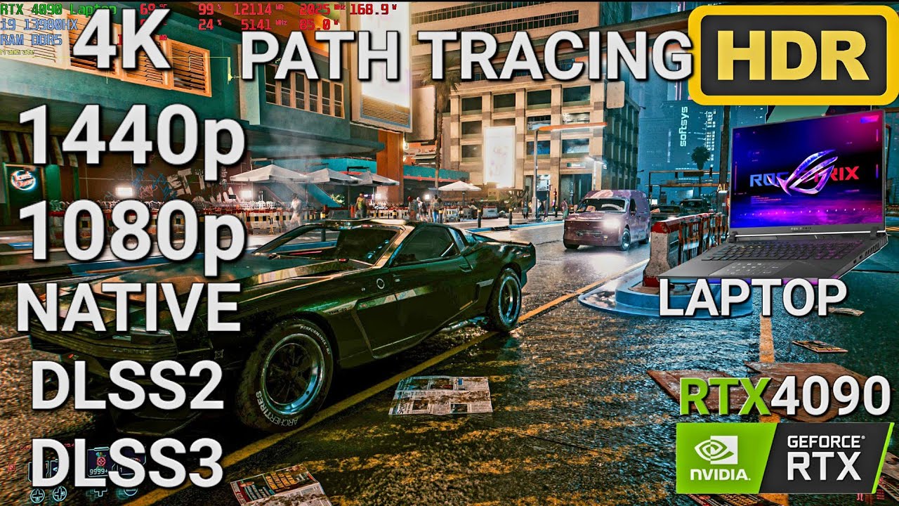 Cyberpunk 2077 RT: Overdrive - 1080p // 1440p // 4K DLSS ON/OFF - RTX 4090 LAPTOP (ASUS ROG SCAR 16)