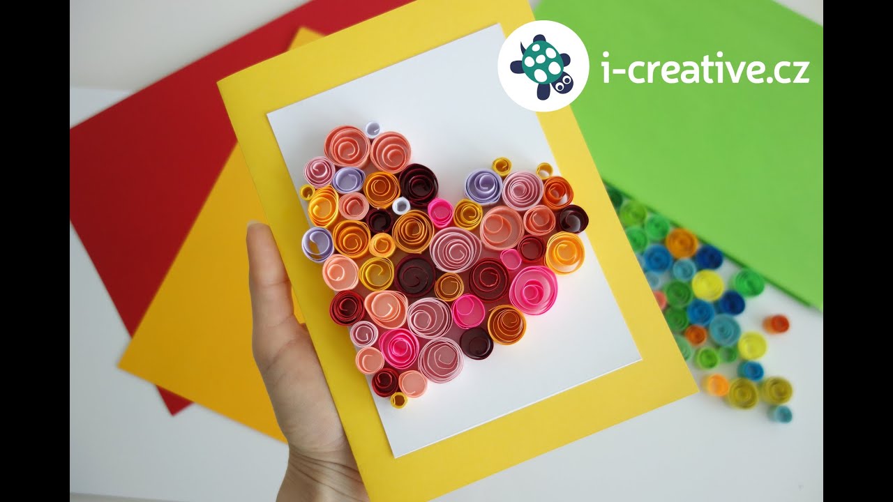 Quilling pro začátečníky - přání se srdíčkem