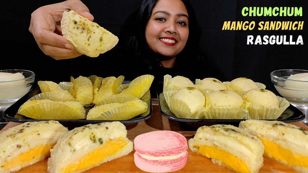 Eating Indian 🥰 Sweets | Rasgulla, Chumchum, Mango Sandwich, Rajbhog | PP Eats Sweet