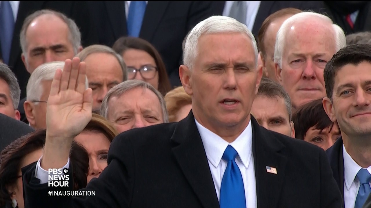 Mike Pence takes oath of office, becomes vice president of the United States.