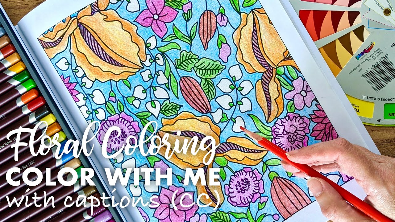 Color With Me: Retro Floral Pattern from Adult Coloring Book