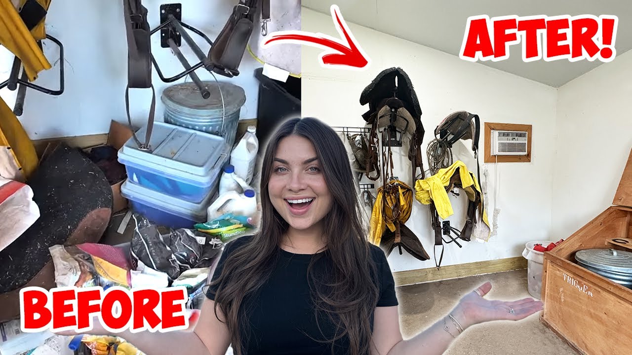 Deep cleaning my destroyed horse tack room | *So Satisfying*