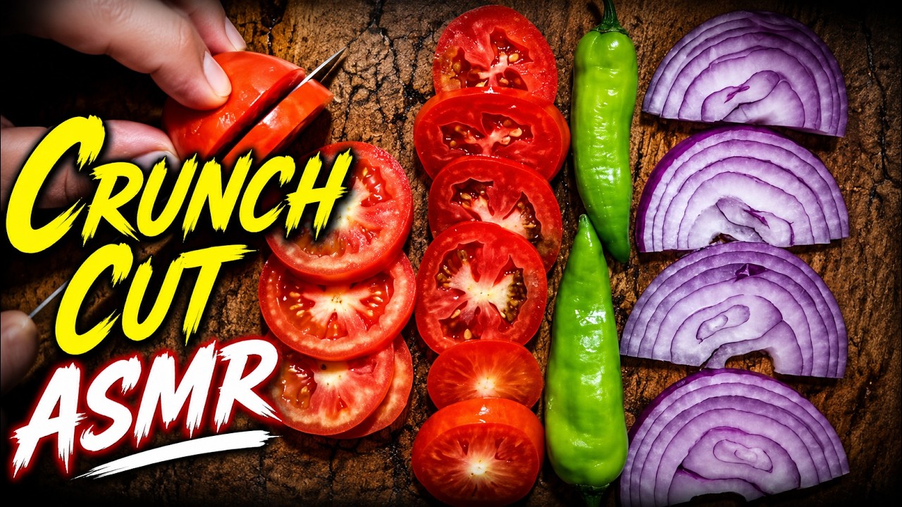 Tomato, Onion & Green Chili Cutting ASMR | Satisfying Vegetable Crunch Sounds