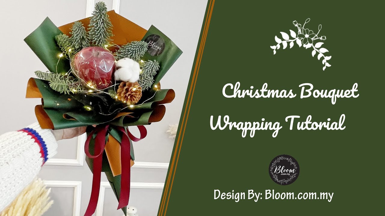 🎄🍎 Simple Christmas Bouquet Tutorial | Flower Bouquet Tying & Wrapping Idea & Technique | 螺旋花腳手綁圣诞花束
