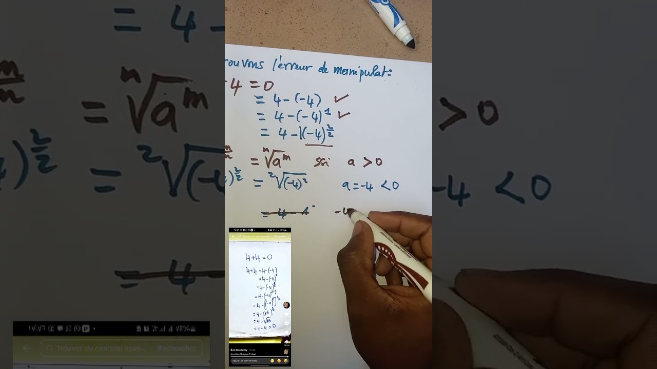4+4=0 d&eacute;monstration erron&eacute;e #france #education #maths #mathematics #pourtoi #algebra #exam #foryou 