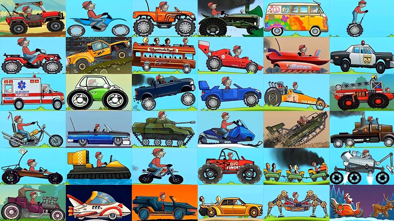 Hill Climb Racing: All VEHICLES & STAGES Unlocked + Retro Mission Gameplay