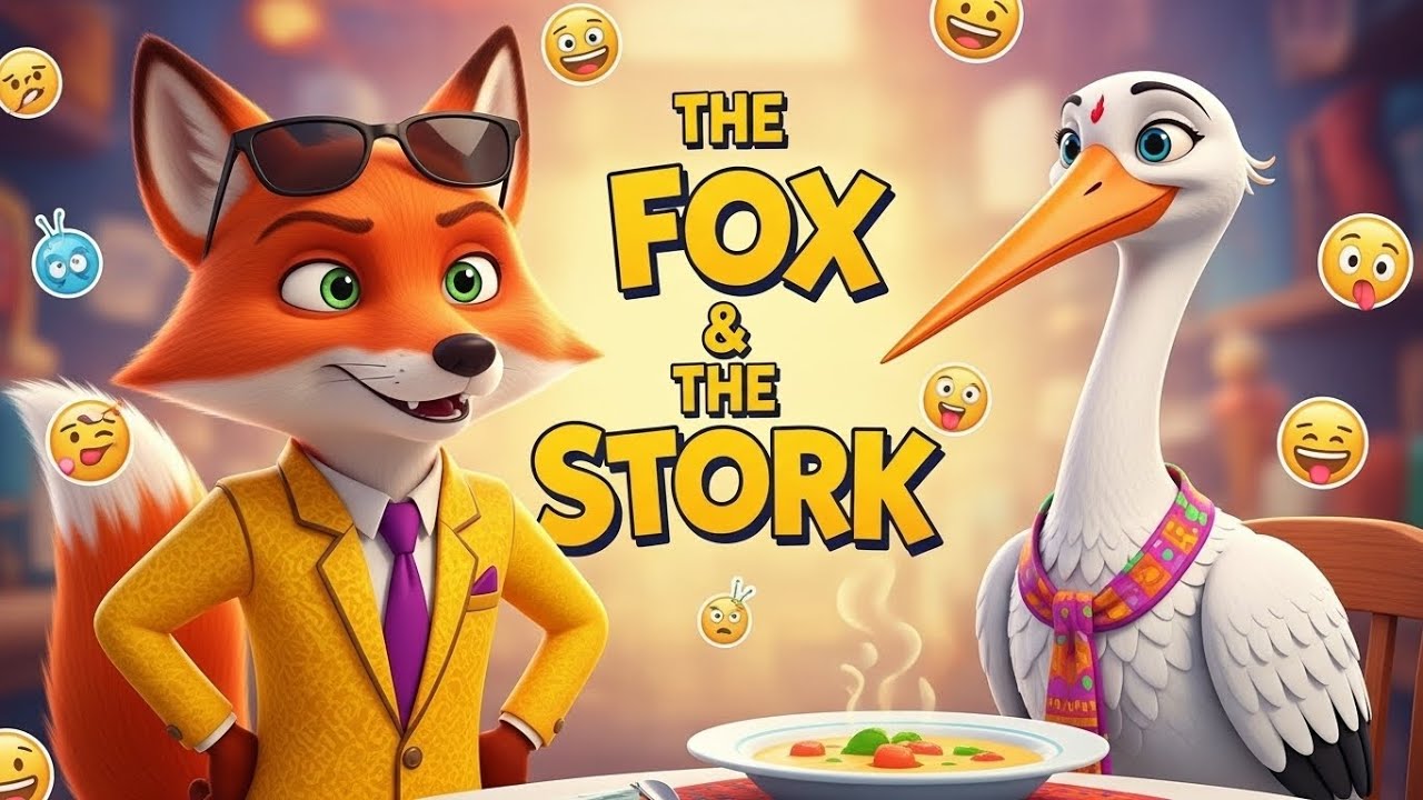 The Stork and the Fox 🦊✨ | Moral Story for Kids | Treat Others Kindly