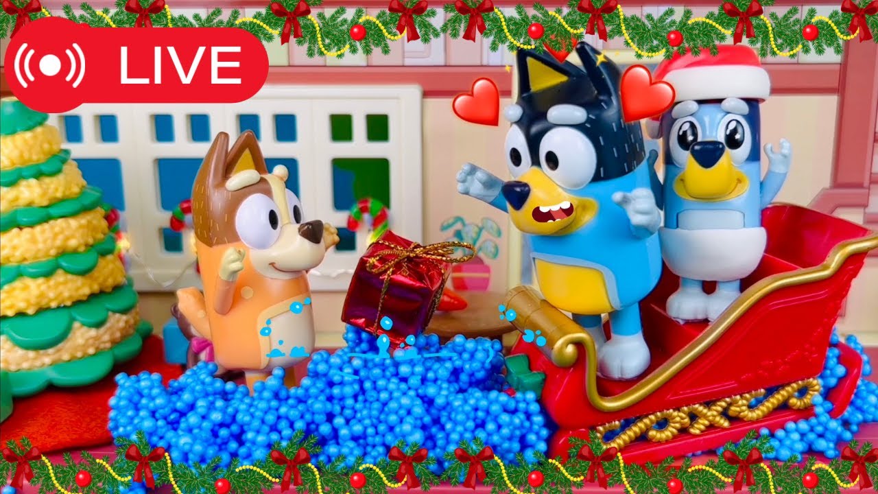 🔴 LIVE: BLUEY Christmas Marathon - Pretend Play Bluey Toys, Bluey Magazines and Craft! 🎄