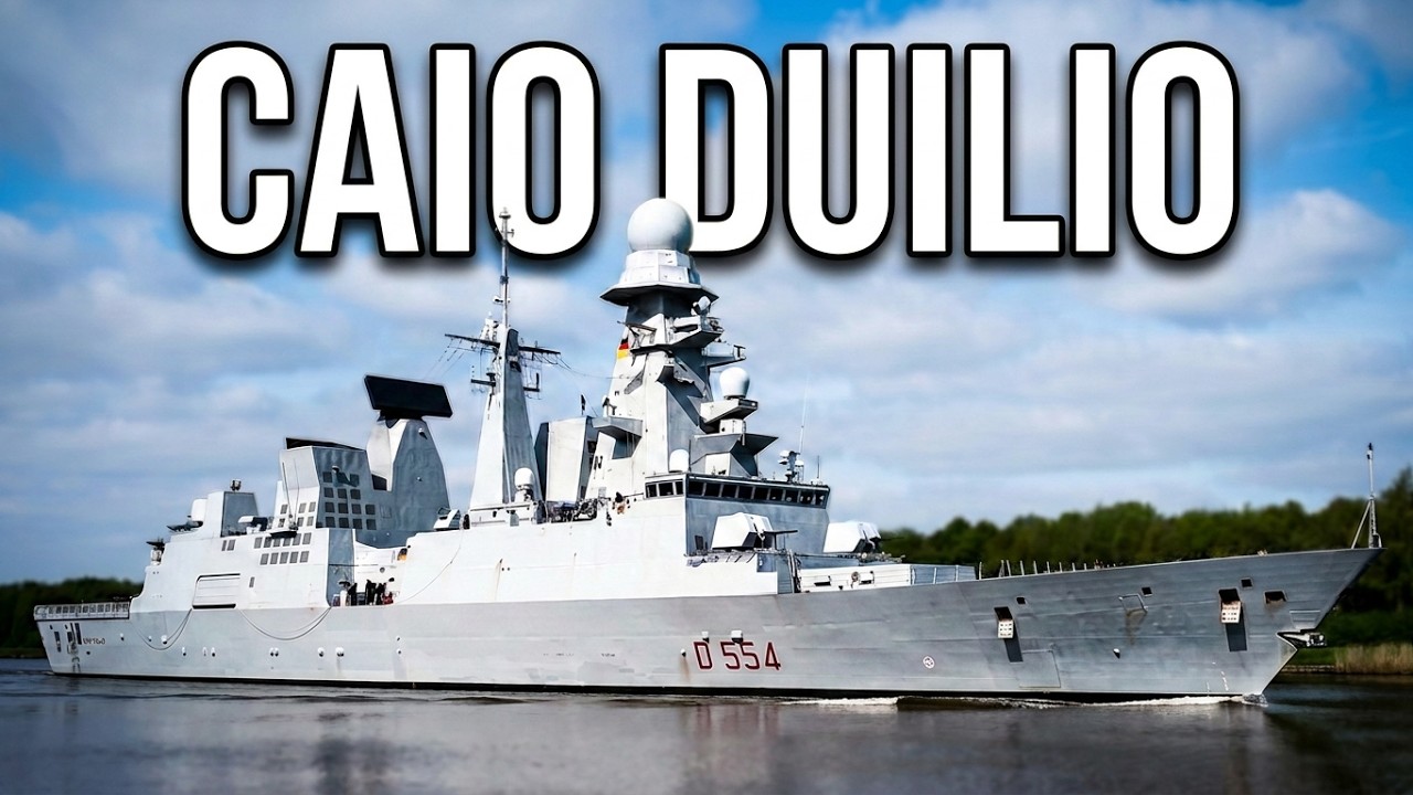 Italian Navy Destroyer CAIO DUILIO transits Germany's Kiel Canal