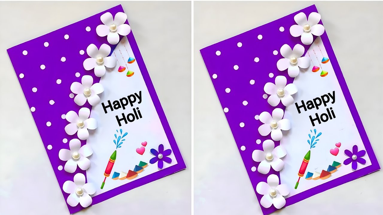 Happy Holi card making easy // DIY Holi greeting card Handmade // Holi special card ideas 