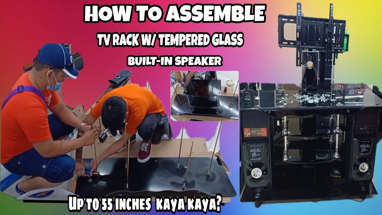 HOW TO ASSEMBLE TV RACK W/ TEMPERED GLASS | BUILT IN SPEAKER | HERLYN BATIN