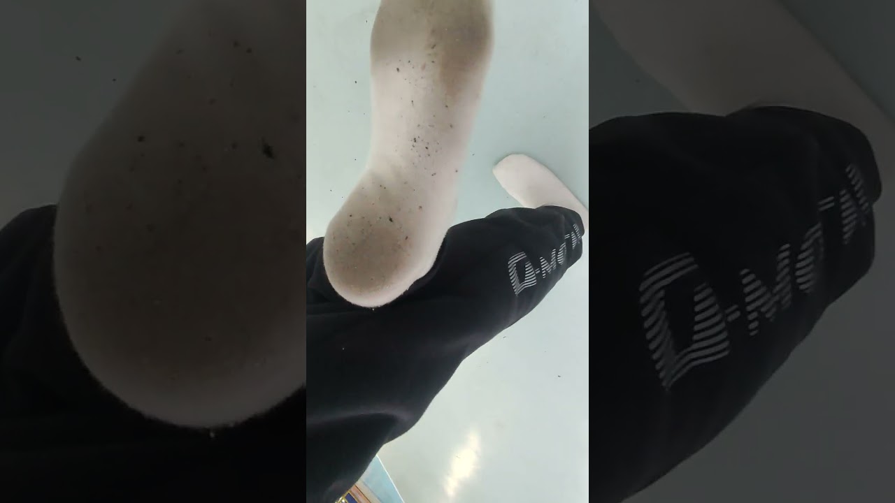 Walking in dirty white socks at park 2