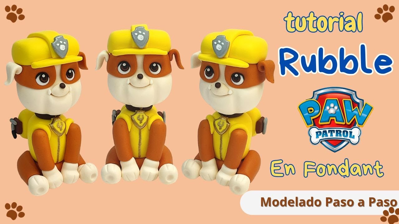Cómo Hacer a Rubble en Fondant// Paw Patrol Fondant Cake Topper// Figuras Fondant