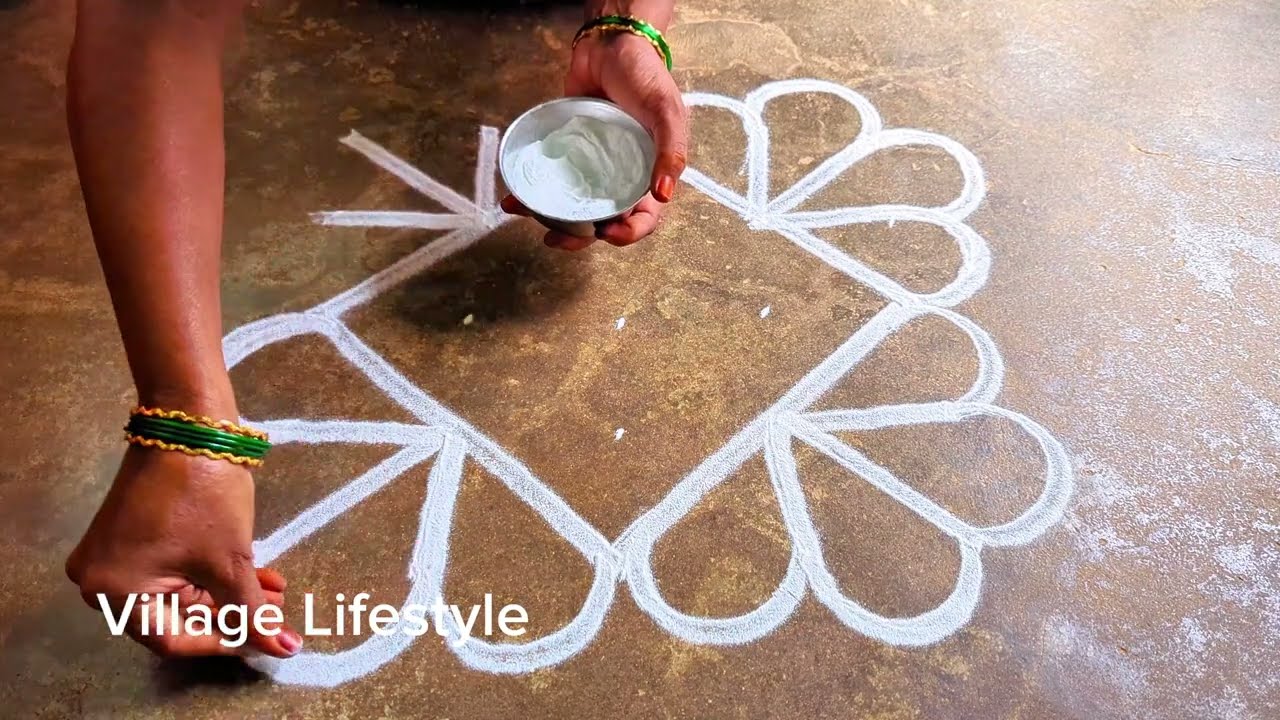 Aani madham special //Village Lifestyle kolam// easy rangoli// festival kolam //super rangoli