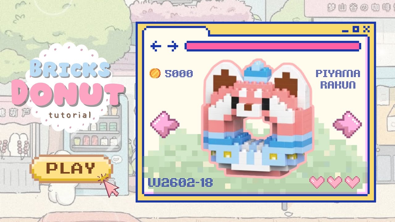꒰ Bricks Donat Tutorial ꒱ How to Build Bricks Donut Piyama Rakun W2602-18 🦝💤