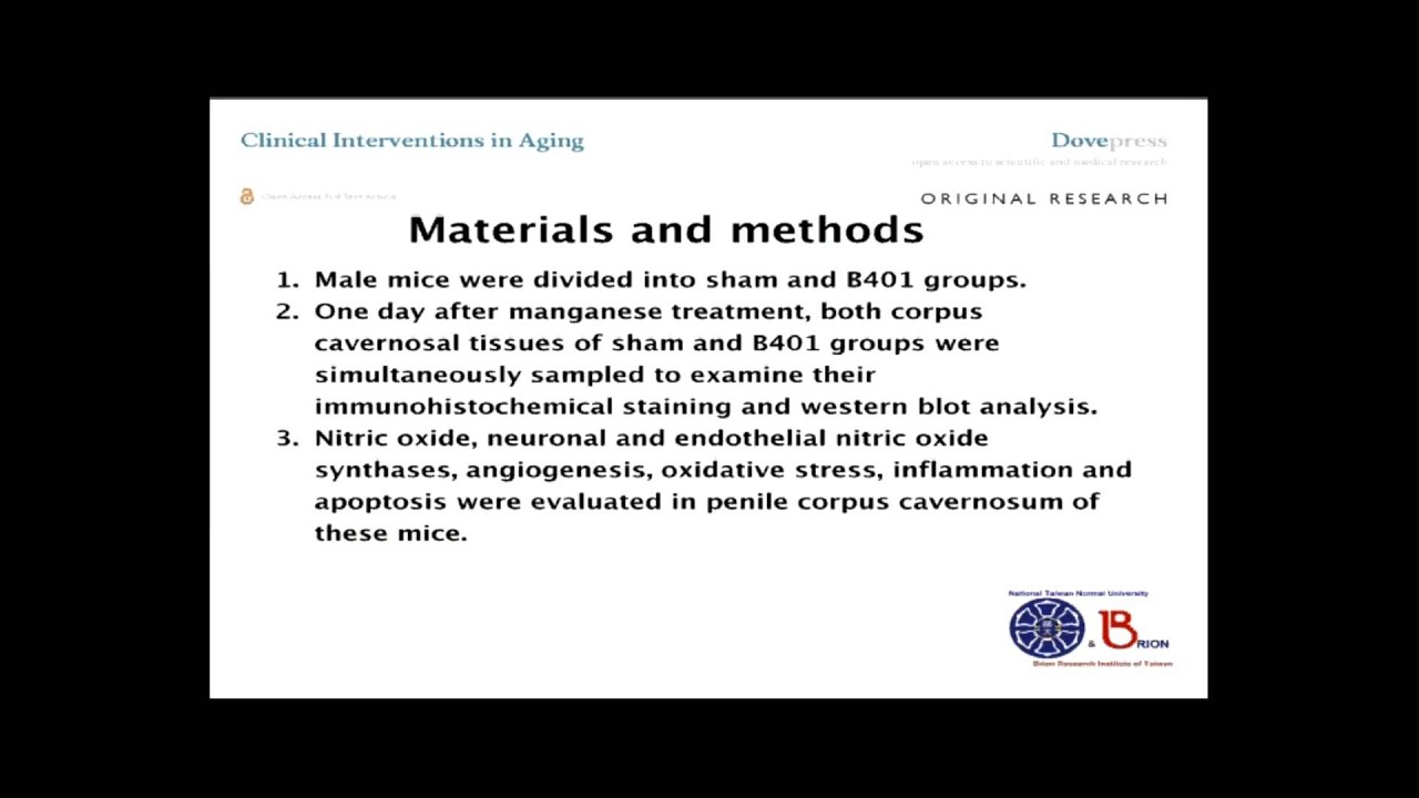 Penile protection with B401 in aging mice with manganism - Video abstract 82026
