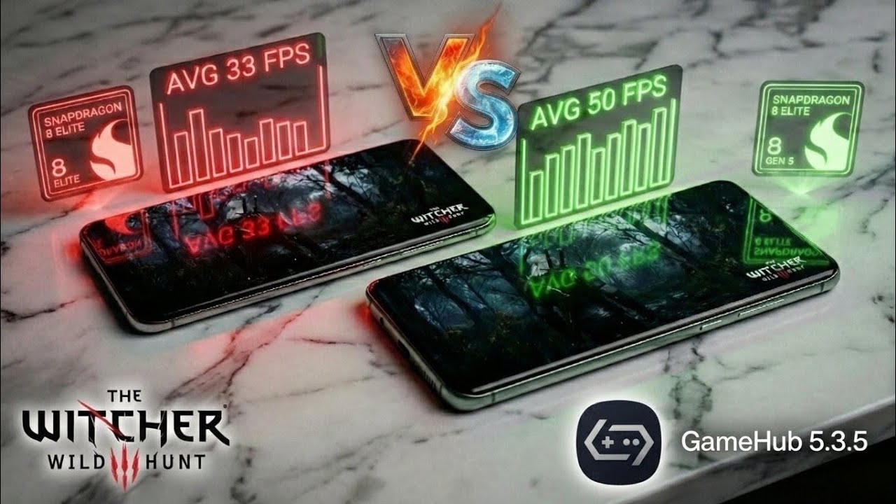 Snapdragon 8 Elite против 8 Elite Gen 5 | Сравнение эмуляции The Witcher 3 (OnePlus 13 против One...