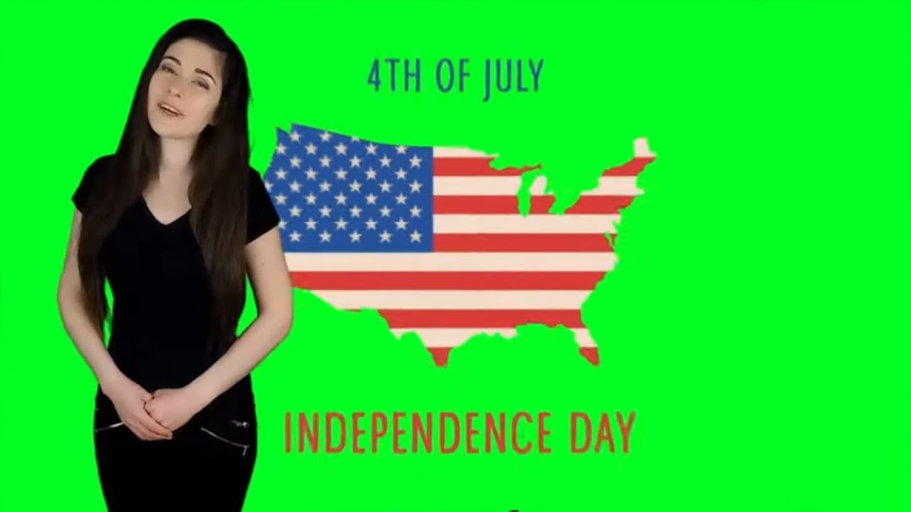Happy 4th July by Girl - Green Screen Footage 4K ( Independence Day USA )