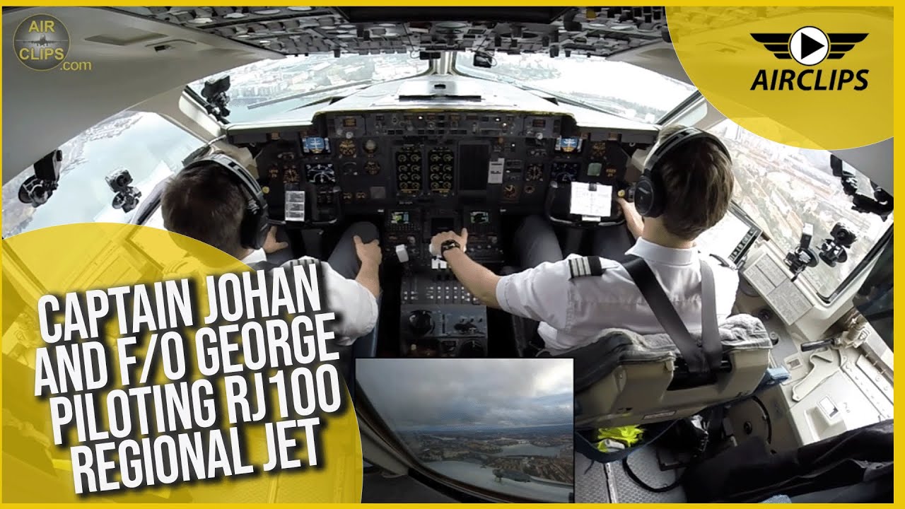 Perfect Teamwork! Captain Johan and F/O George piloting RJ100 Regional Jet out of Bromma! [AirClips]