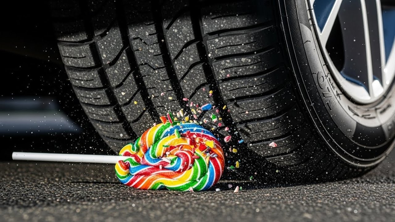 “Realistic Car Tyre Crush Moments | Lollipop, Chocolate, Biscuit, Samosa, Fruits, Vegetables & More 