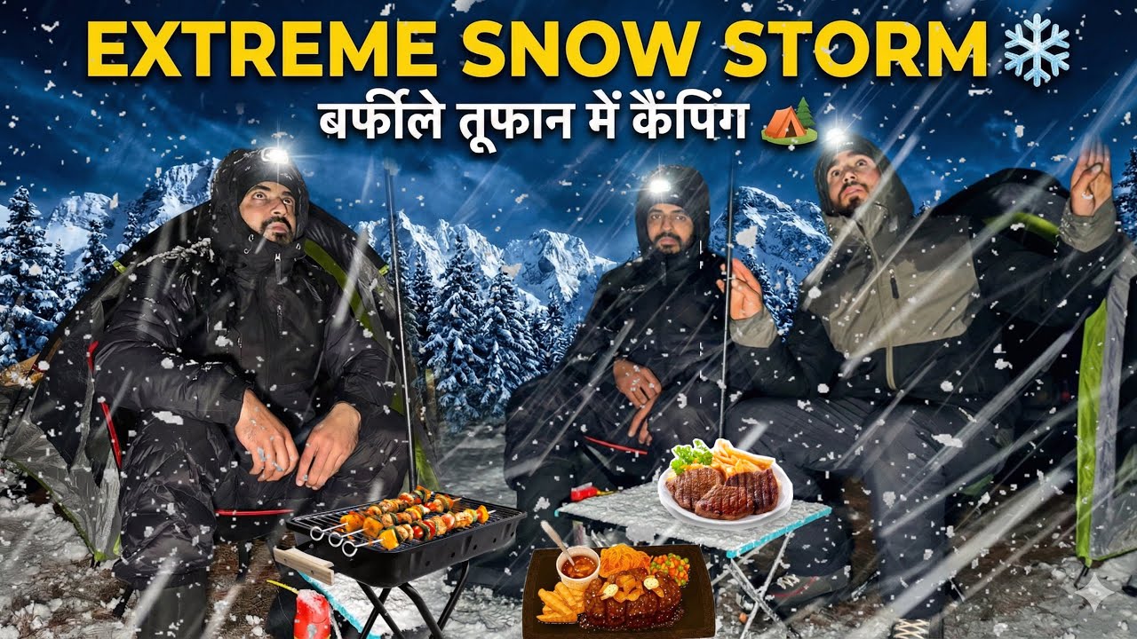 Winter Night Camping in Heavy Snowstorm ❄️ | Dark Night Survival🥶