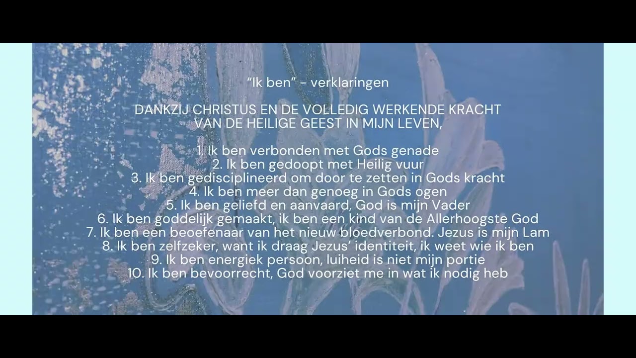 3.  Spirituele ochtend gymnastiek voor de hersenen  Dankzegging & Ik ben verklaringen voor elke week