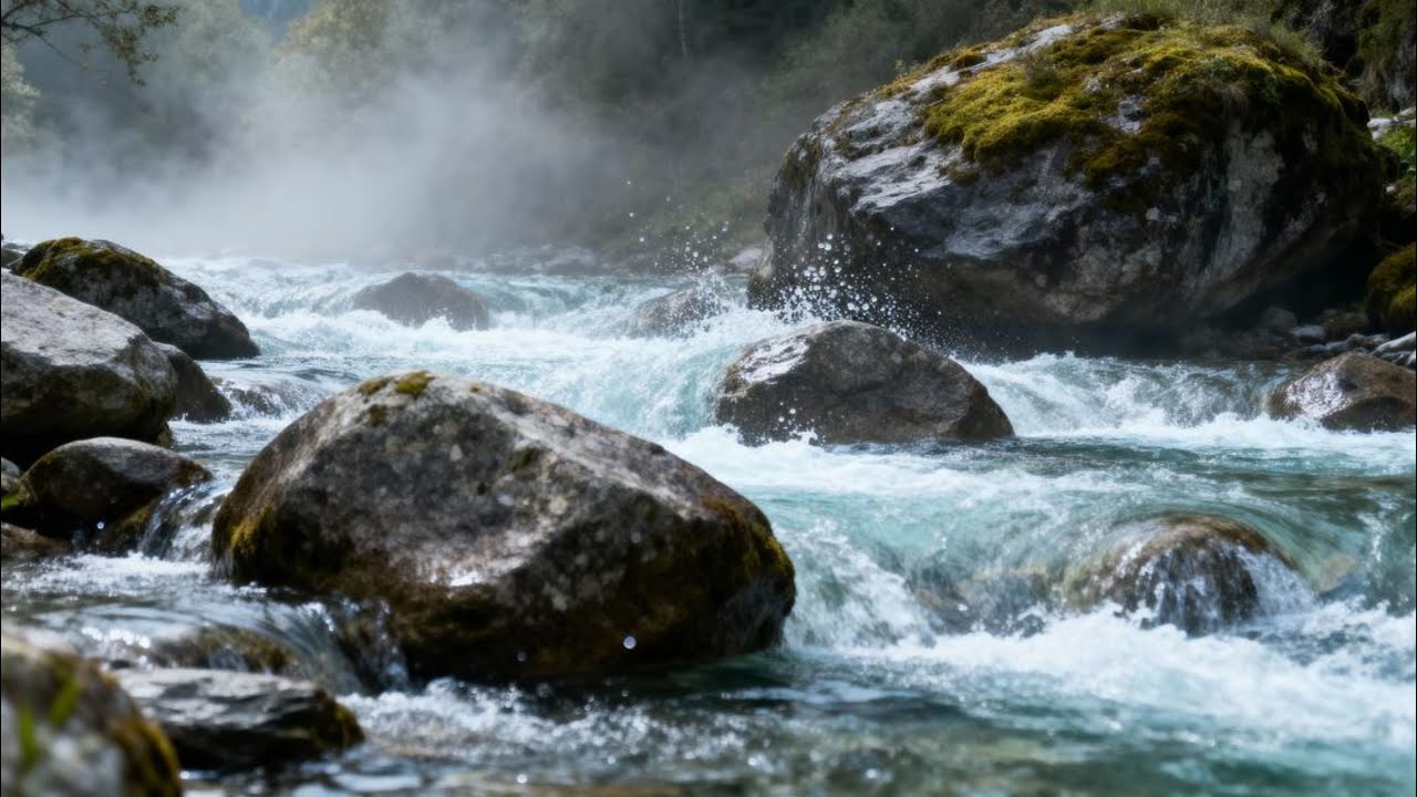 🎧 Natural White Noise LIVE | Flowing Mountain River Ambience