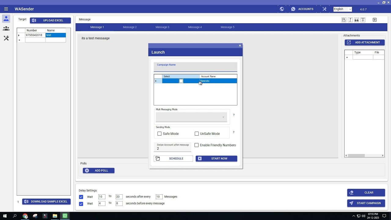 WA Sender 4.0.7 Demo Tutorial | Bulk WhatsApp Message Software Full Setup Guide (Hindi)
