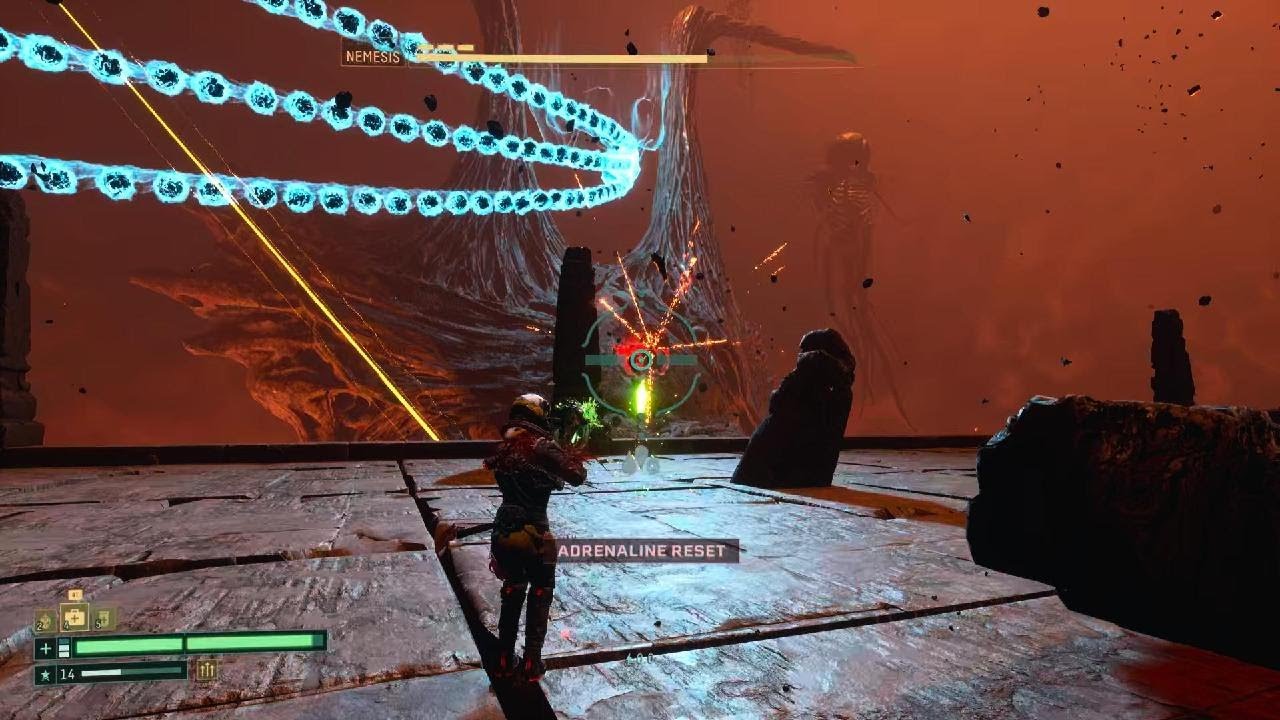 Returnal: The Lobber is my favorite weapon for Nemesis. Explosive Rot is the preferred trait.