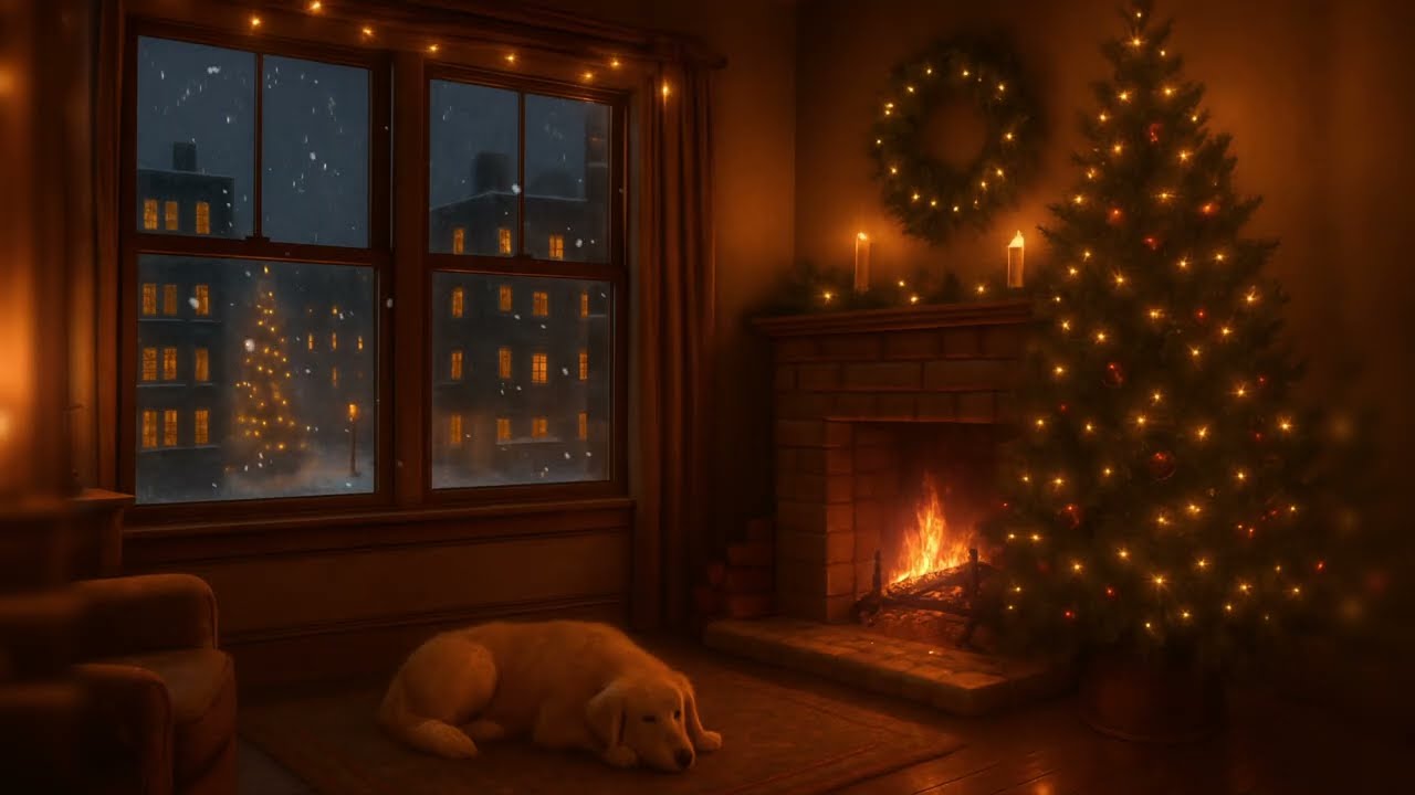 Cozy Christmas Fireplace 🎄❤️ Crackling Fireplace and Calming Jazz For Study & Relax