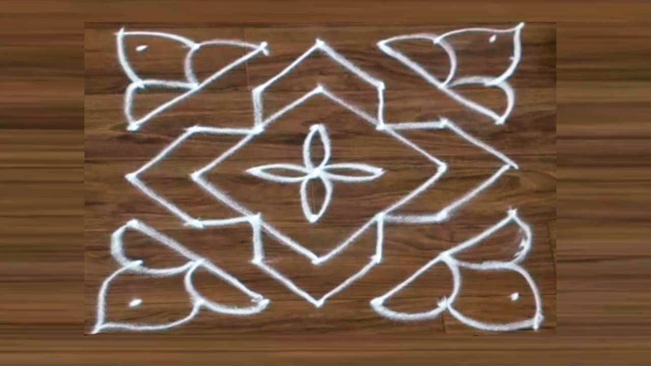 Simple Rangoli / kolam design For Navratri / dassehra - 14 by meartist.in