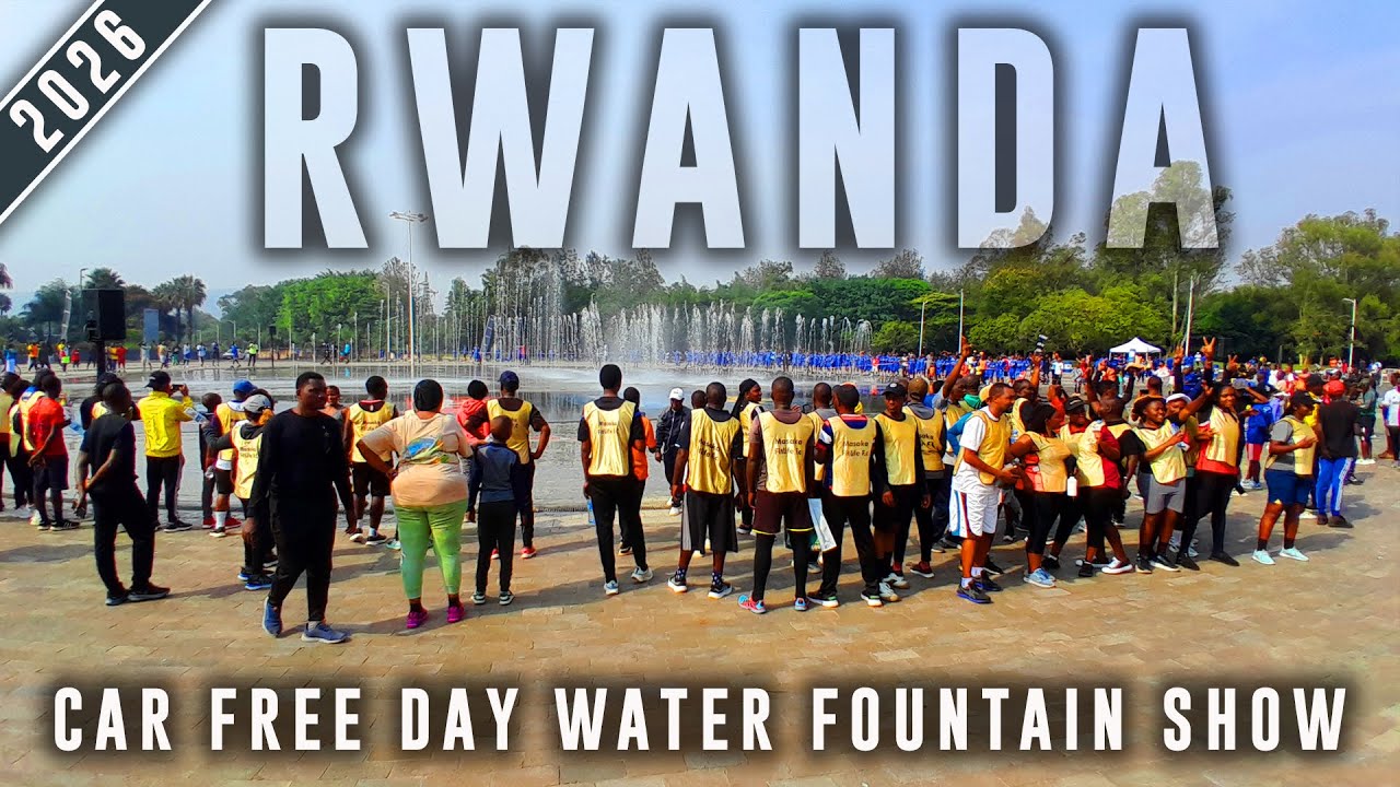 🇷🇼 PURE VIBES! Rwandans enjoying Dancing Fountains at #kigali Heights after Sunday Sports