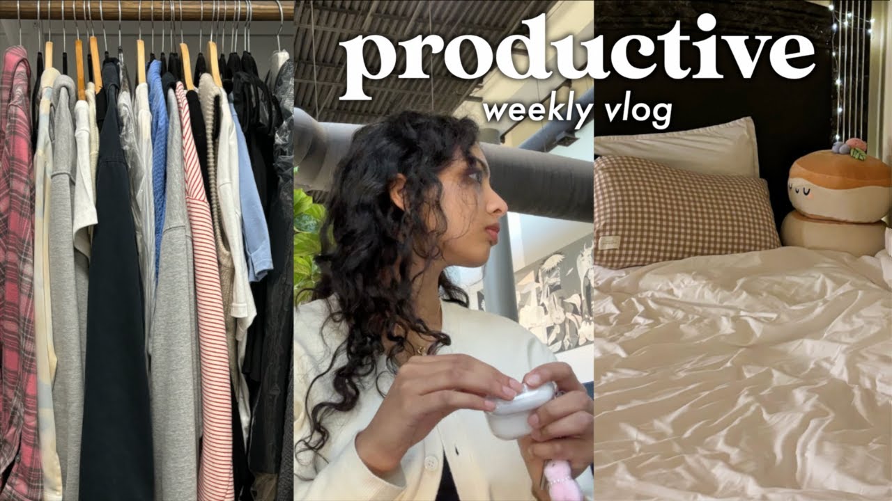 Cozy fall vlog 🍂 closet cleanout, cafe study, productive nights
