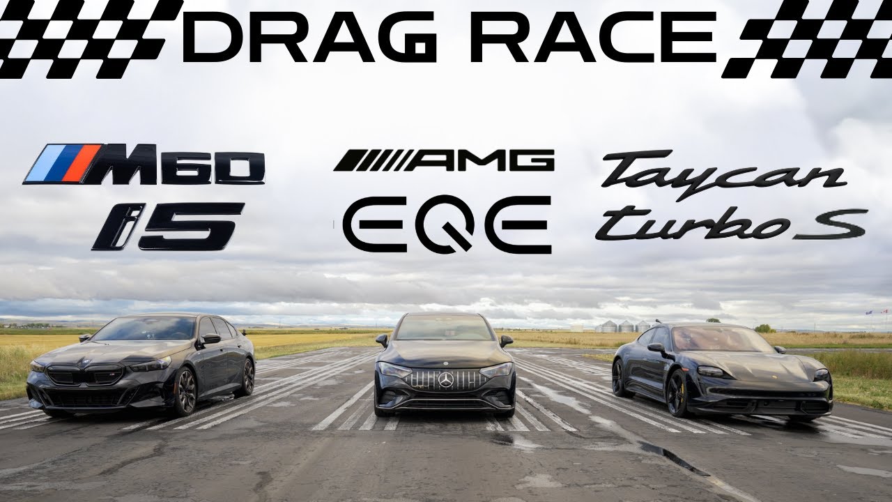 DRAG RACE AMG EQE Sedan против I5 M60 Xdrive против Taycan Turbo S
