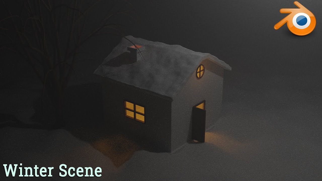How to make Winter Night scene in Blender #oe250