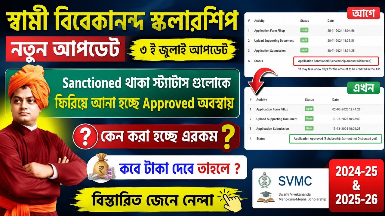 SVMCM Scholarship 2026: Payment Disbursed। svmcm 2025-26 taka kobe pabo। Svmcm payment update 2026