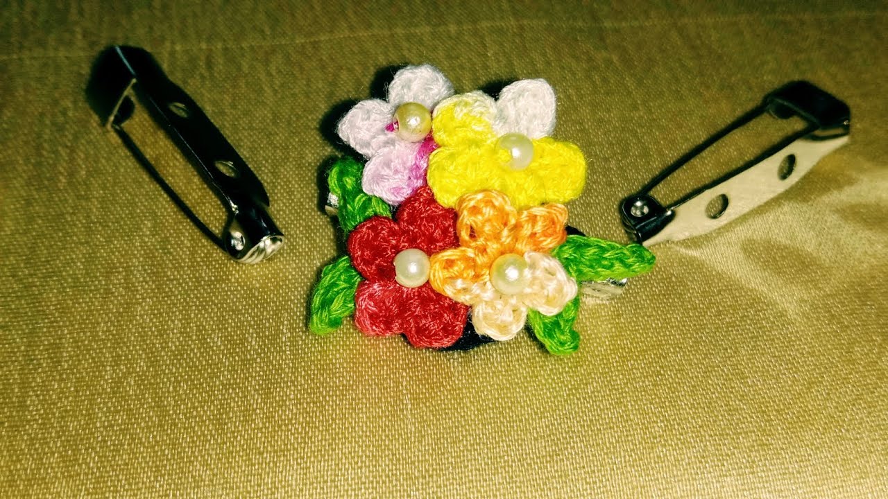 Easy crochet brooch pin beginners friendly