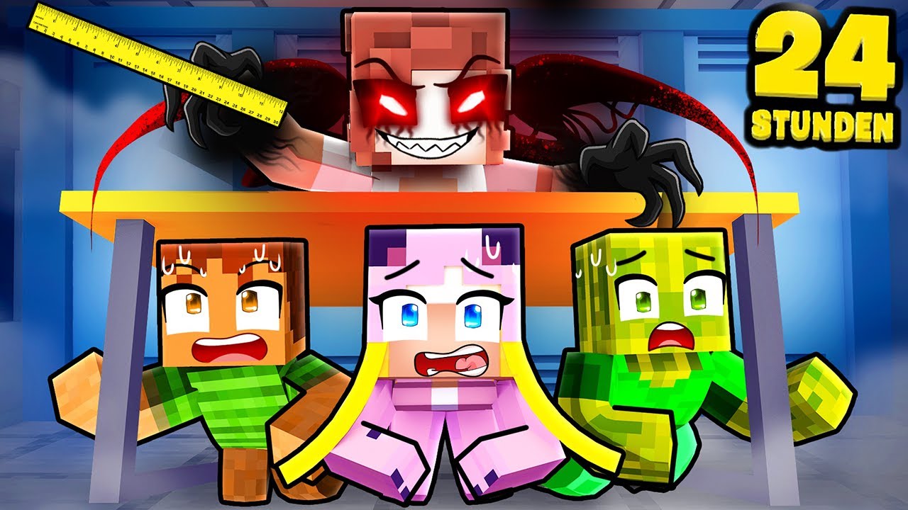 24 STUNDEN in der GRUSEL SCHULE! 🌸 Minecraft