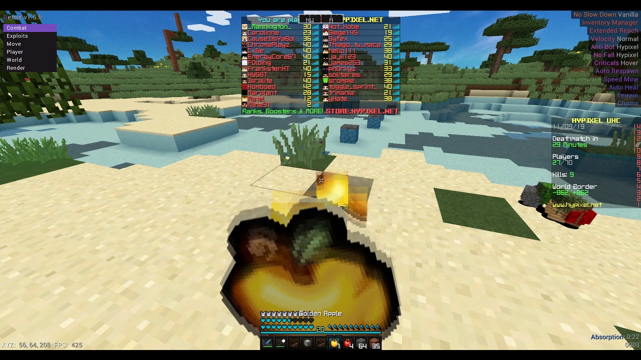 Crazy Hacking in Hypixel UHC INFINITE FLYING (Remix 1.5.6)