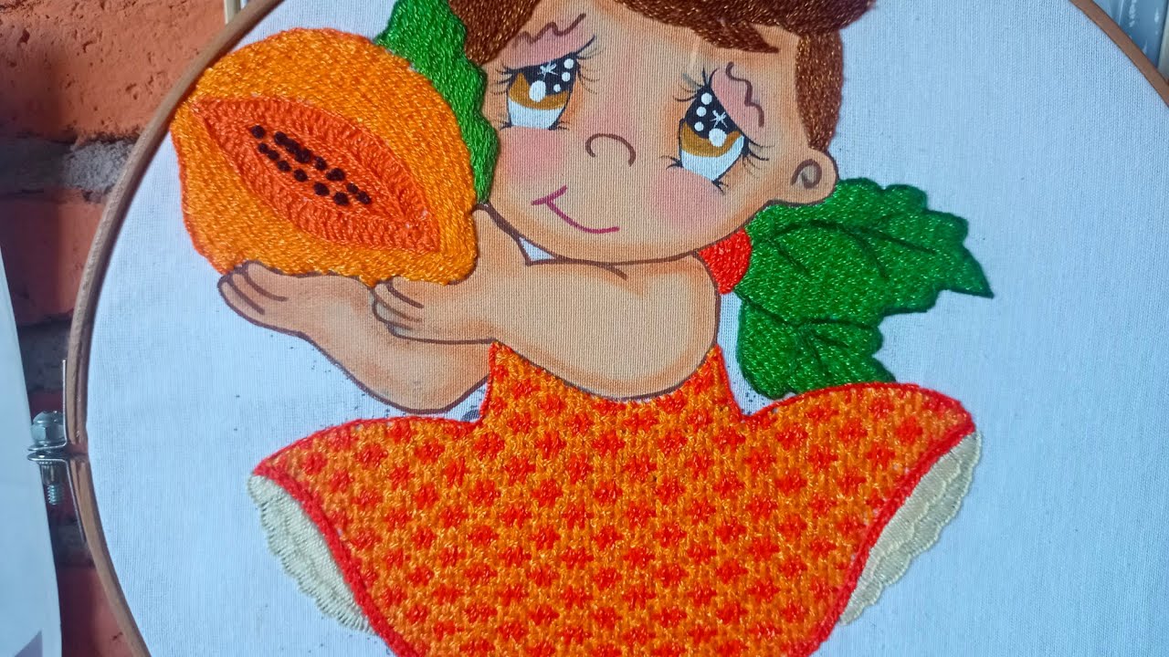 Bordado Fantasia niña papaya o fruta, vestido cualquier diseño 🍊🍋🍍🥭🥕
