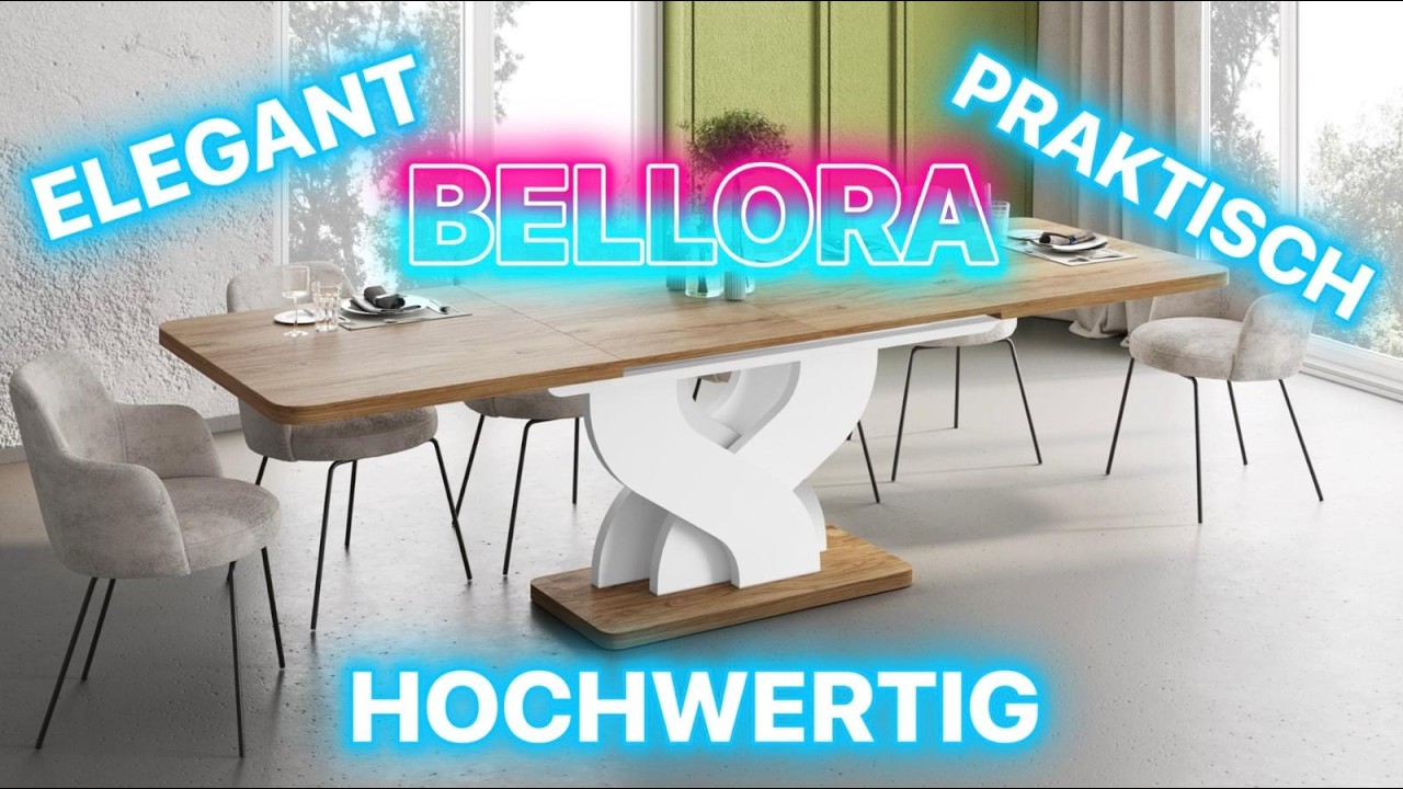 Design Esstisch BELLORA (160–256 cm) | Moderner Esstisch mit abgerundeten Ecken | designimpex.de