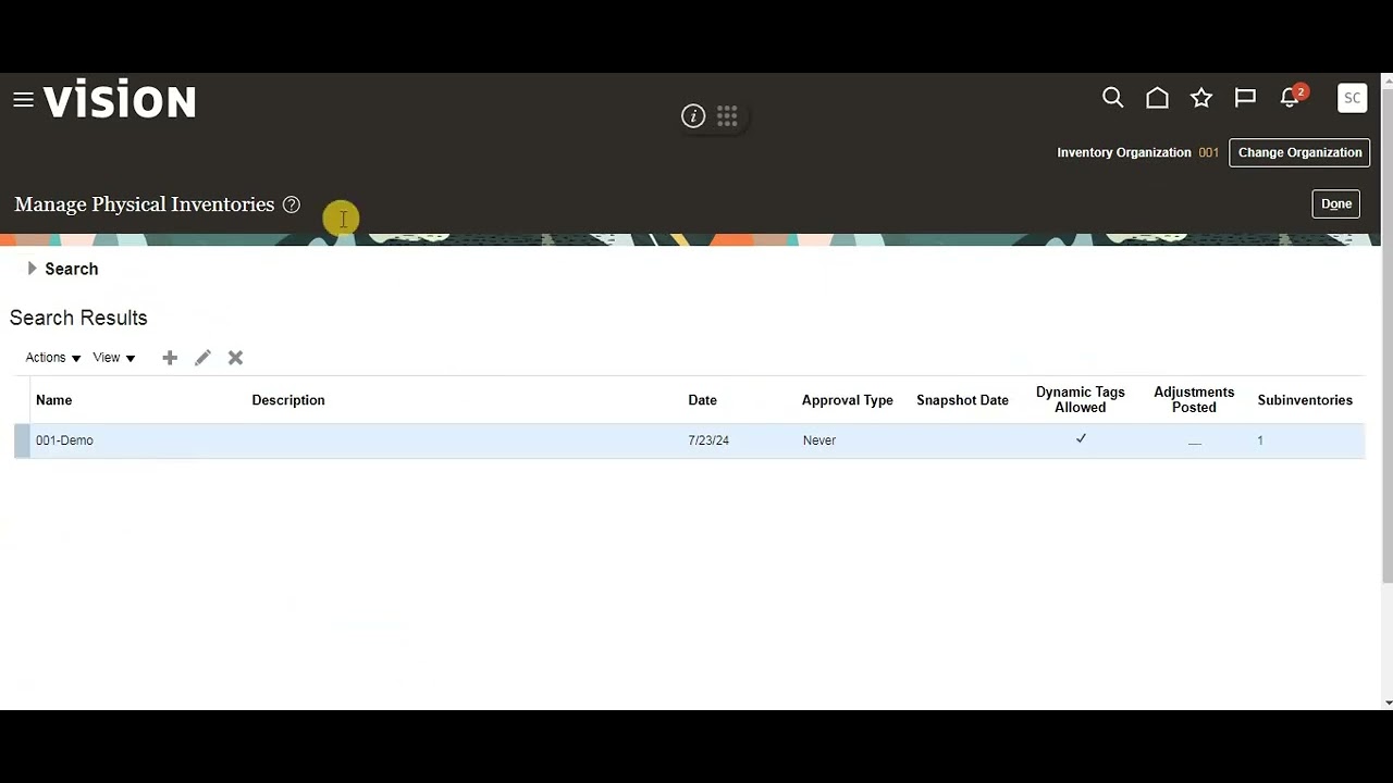 Physical Counting in Oracle Fusion