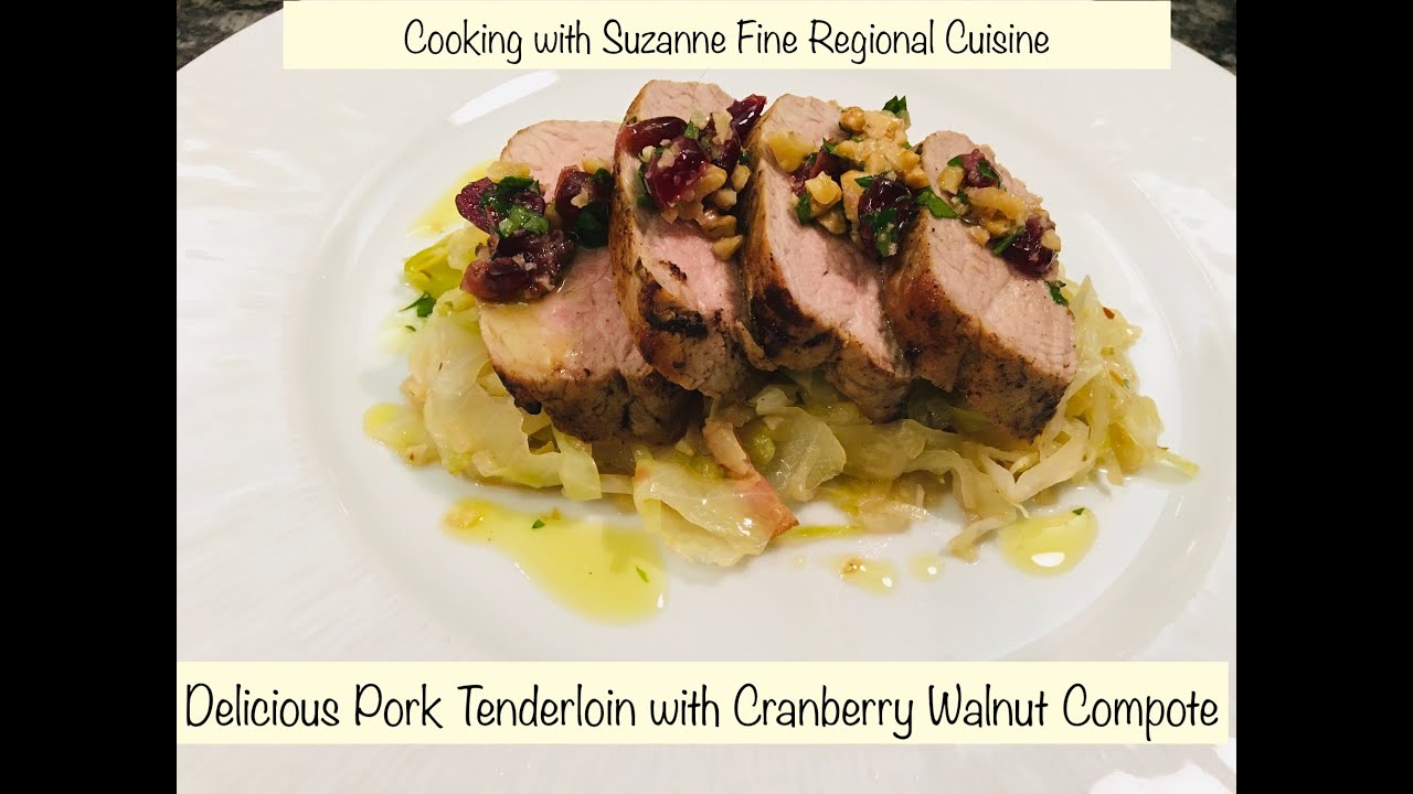 Pork Tenderloin w/ Cranberry Walnut Compote paired w/ Zweigelt or Lemberger  #winepairings #pork