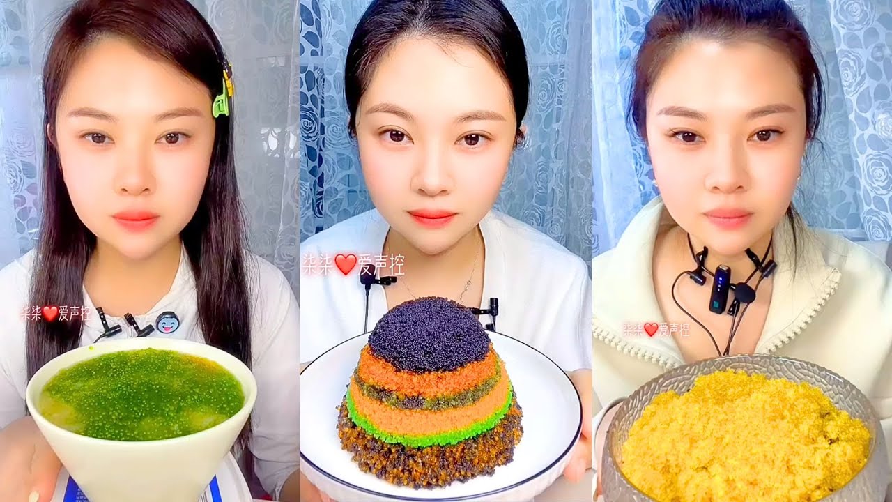 Chinese Colorful Fish Roe ASMR Eating | Soft Pop & Crunch Seafood Mukbang #50