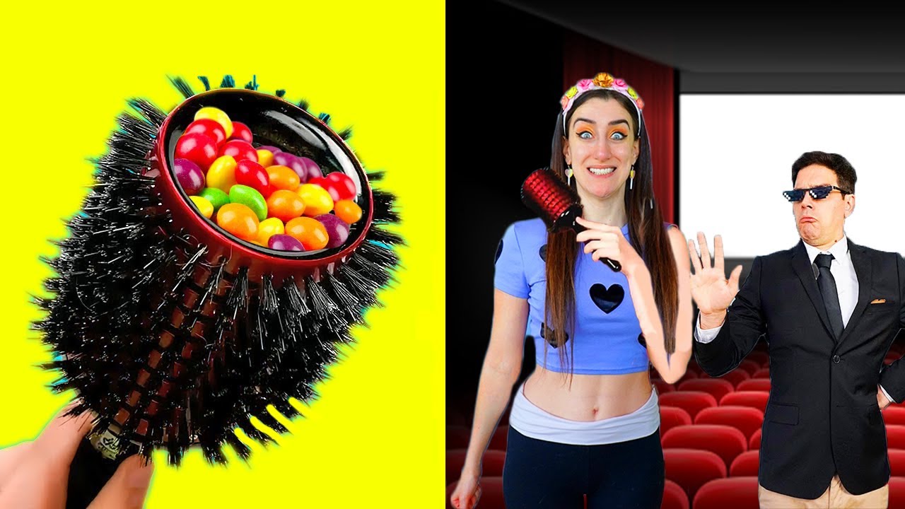 PROVO I TRUCCHETTI PER NASCONDERE IL CIBO AL CINEMA!!! SNACK AL CINEMA VIDEO DIVERTENTE!! SCHERZI!