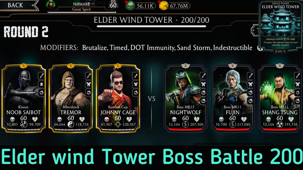 Elder wind Tower Bosses Battle 200 Fight + Reward | Talent Tree setup | MK Mobile