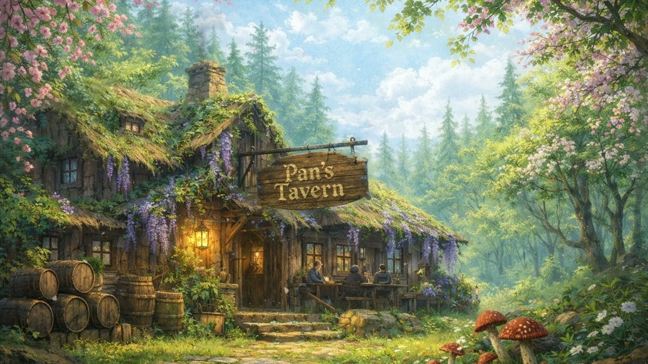 Fantasy Spring Tavern in the Woods | Relaxing Ambient Sounds