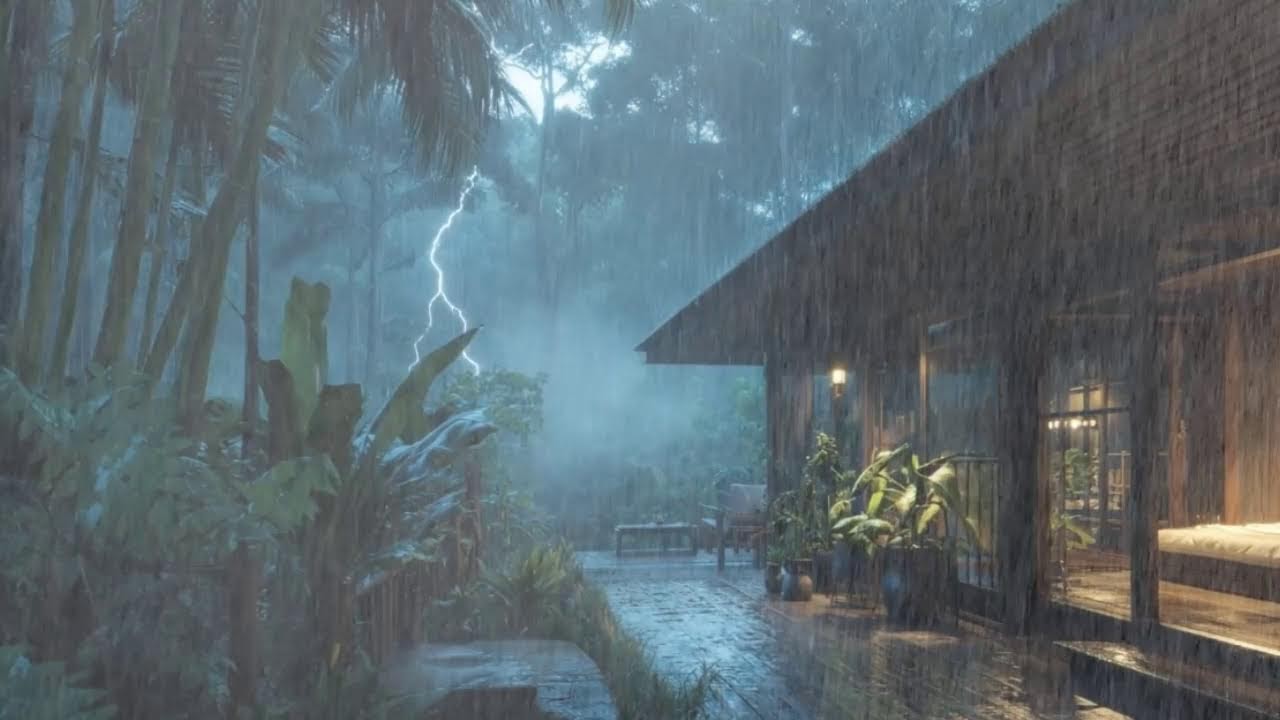Heavy Rain and Thunderstorm at Night for Deep Sleep - Reduce Anxiety & Stress