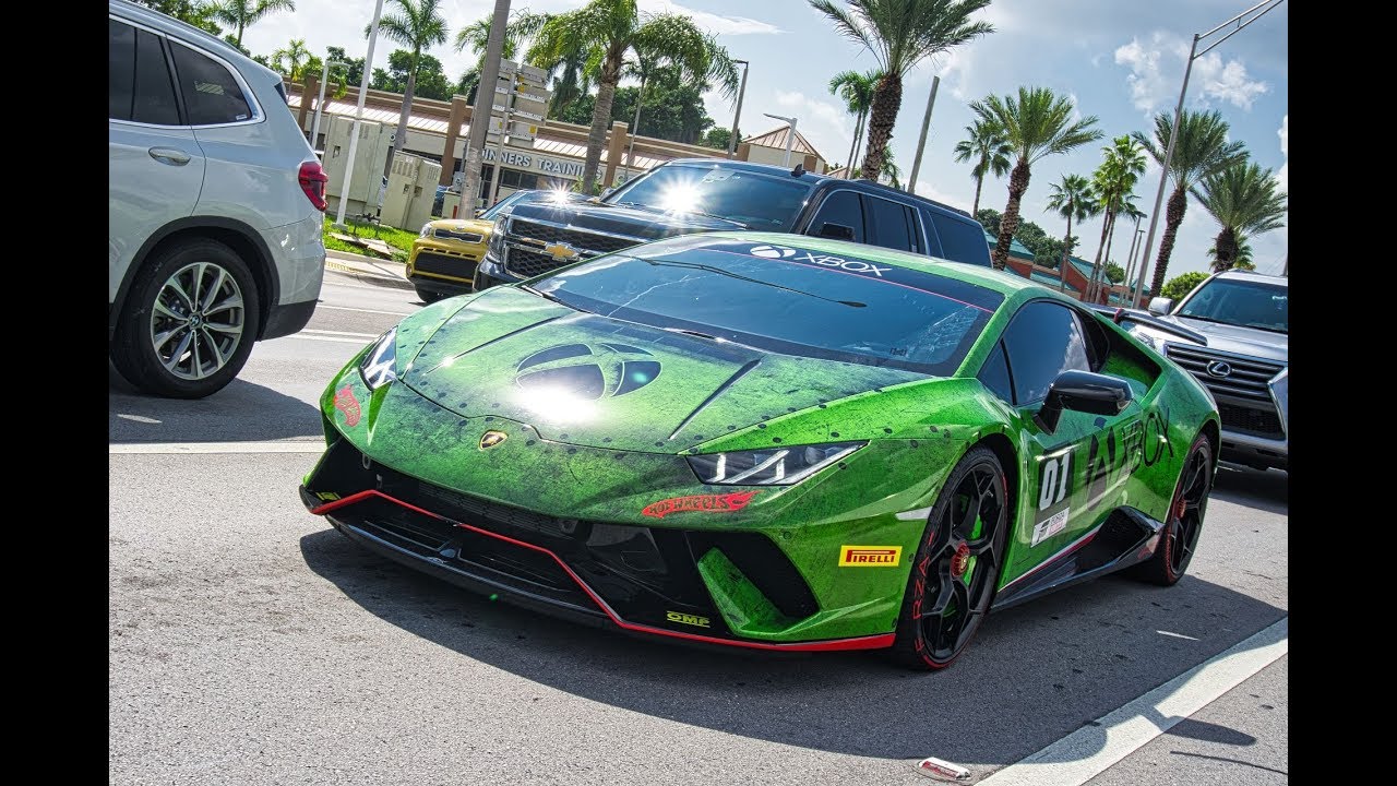 Lamborghini Huracan Performante XBOX GREEN BEAST & AMG GT R Fun Ride from Lamborghini Miami