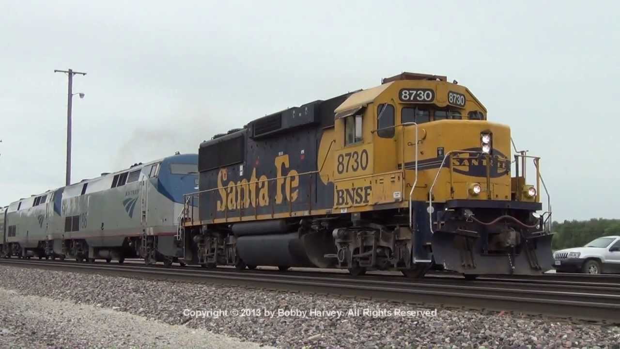 Santa Fe GP60 leads the Southwest Chief - Fort Madison, IA 5/25/13